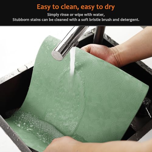 Green Plastic Vinyl Placemats Set of 12, Waterproof Heat Resistant Table Mats,Faux Leather Wipeable Washable Easy Clean Non-Slip Place Mats for Indoor Outdoor(12,Green) - color: Green
