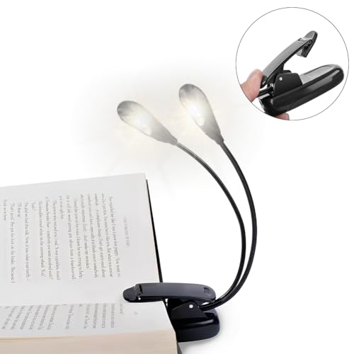 Joyzan Music Stand Light, Clip on LED Book Lights Dual Arm Reading Lamp | Rechargeable Eye Cared 360°Flexible Gooseneck Clamp Light Battery Operated for Bed Bookworms Piano Player Travel Orchestra - size: 6 beads