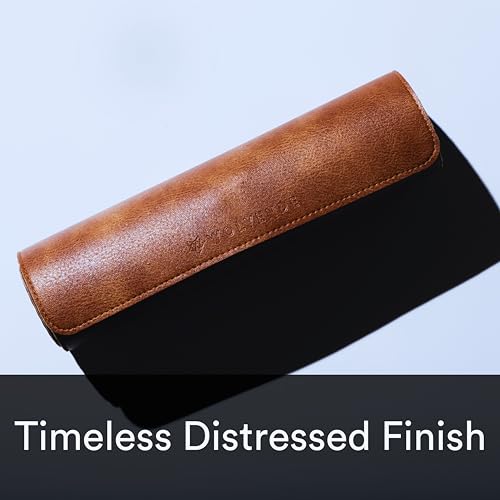Premium Distressed Faux Vegan Leather Desk Mat | Multifunctional Desk Pad for Home Office | (Brown/Tan, 12" x 27.5") | Hard-wearing distressed vegan leather, desk & mouse pad for writing, gaming, home office and everyday desk protection - color: Brown/Tan