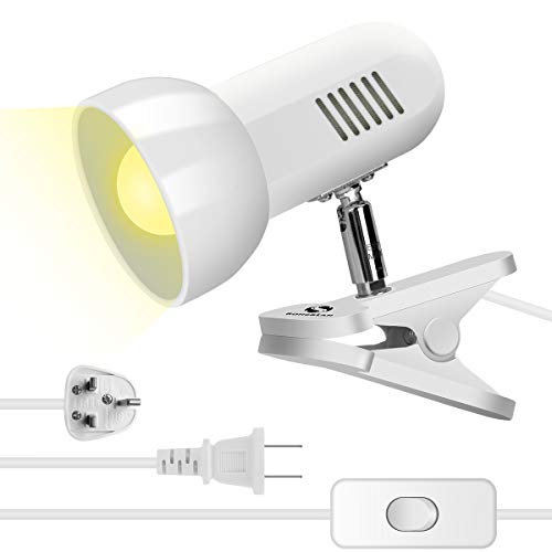 RONG&LAN Desk Lamp, 360 Rotation Clip on Lamp Portable Book Reading Light, Clamp on Desk/Table/Bunk Bed/Cupboard Home Lighting, White - color: White