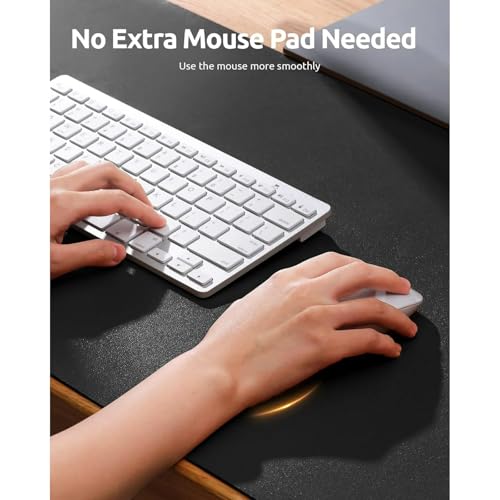 Desk Pad, Leather Non-Slip Laptop Computer Desk Keyboard Mat, Table Protector Blotter Mat, Large Mouse Pad (24" x 12")-Black - color: Black