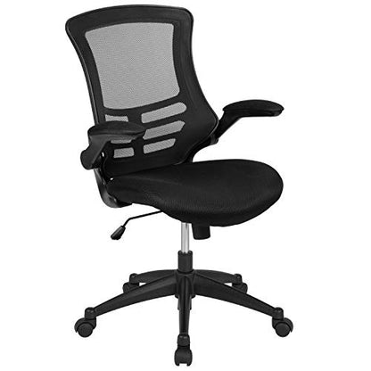 Flash Furniture Set of 4 Mid-Back Swivel Ergonomic Task Office Chairs with Flip-Up Arms, Black Mesh | Flip-up Arms, Mid-Back, Mesh Back - color: Black Mesh, size: Set of 4