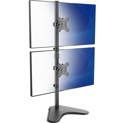 VIVO Dual Monitor Desk Stand Free-Standing LCD Mount, Holds in Stacked Vertical Position 2 Ultrawide Screens up to 34 inches, Black, STAND-V002L - color: Black