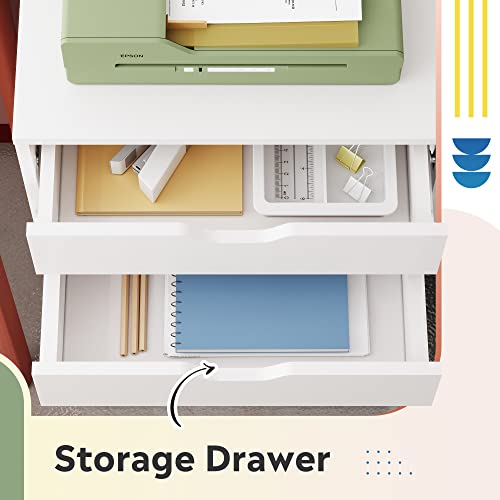 DEVAISE 5-Drawer Filing Cabinet Under Desk, Storage file Cabinet, White - color: White, size: 15.7"D x 18.7"W x 25.5"H