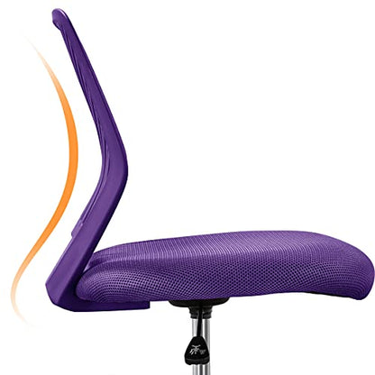 Topeakmart Armless Small Office Desk Chair, Adjustable Height Swivel, Purple - color: Purple