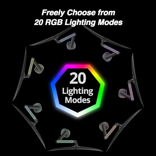 AVLT Single 27”-45” RGB Gaming Monitor Arm Desk Mount -Black | Built-in 20 Lighting Modes Touch Button Control Fits Flat/Curved/Ultrawide Screen Height Swivel Tilt Rotation Adjustable - color: Black - Single