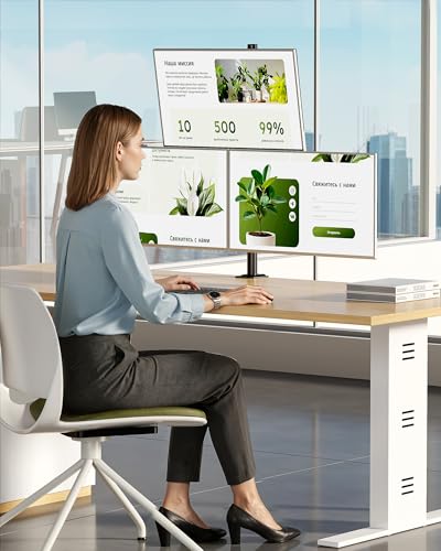 monTEK Triple Monitor Stand for 17-32" Screens, 22 lbs Each | Three-screen desk mount, height adjustment, tilt, swivel, rotation, clamp/grommet bases and VESA 75/100 - size: Triple Monitor