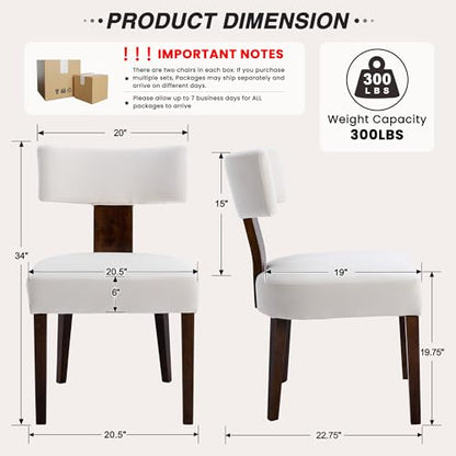 Mid Century Modern Dining Chairs, Farmhouse Velvet Upholstered Accent Chair Curved Backrest Kitchen Chairs Set of 2, with Hardwood Frame, Cream, Velvet-beige - color: Cream Curved