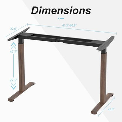 Dual Motor Standing Desk Frame,Sit Stand Desk Base Only,Walnut | Whisper-Quiet Dual Motors, 264 lb Capacity, Fits 47.2-70.8 in Tabletops, Stable Steel Frame with Oval Legs, 3 Memory Presets - color: Walnut