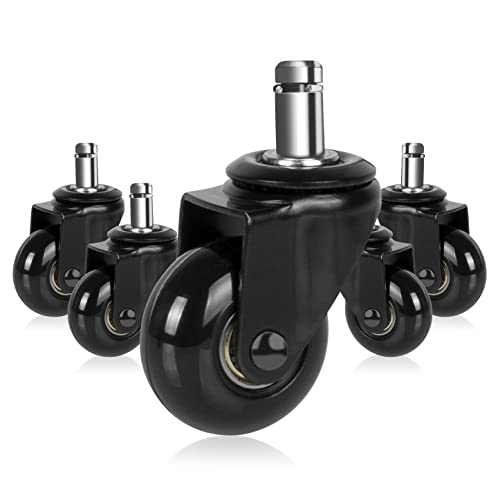 Hirate 2 inch Office Chair Caster Durable PU Wheel Replacement Set of 5 Black - color: Black, size: 2 inch