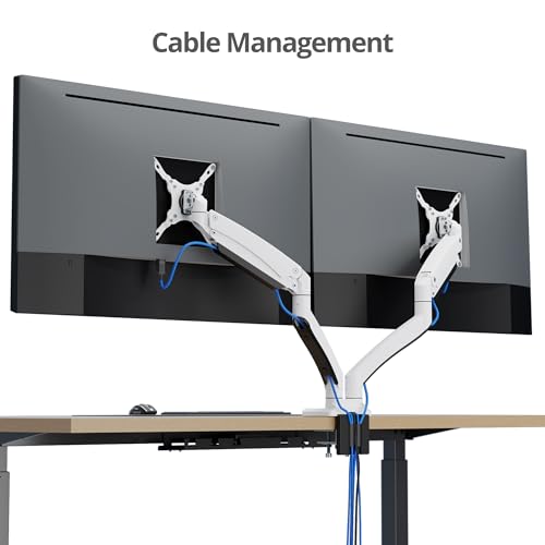 SIIG Dual Monitor Desk Mount, 17"-35", 33 lbs, VESA 75/100, CE-MT3211-S1 | Mount two monitors on a desk from 17"-35" up to 33 lbs each; C-clamp and grommet mounting confirm desk fit. - style: 35" Max