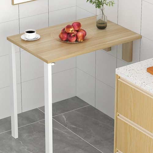 Fold Down Work Table,Wall Mounted Folding Table, Wall Collapsible Desk,Flip-up Dining Table Wood Drop-Leaf Desk with Support Legs, Livingroom Kitchen Laundry Room Restaurant Office Wall Table(White,75 - color: White, size: 75*40*75cm/30*16*30in