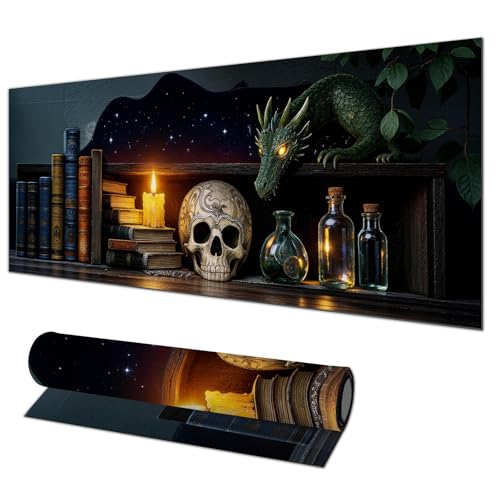 HOMETITUTE Large Mouse Pad 31.5x11.8 Inch Gaming Mousepad Alchemy Dragon Art Non-Slip Keyboard Desktop Protector Mat XL Mouse Pad for Home Office Laptop Wireless Mice Accessories - color: Alchemy Dragon Art
