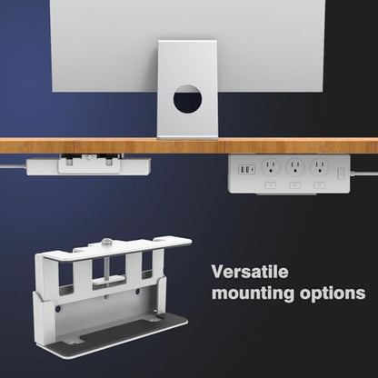 All-Metal Adjustable Width Power Strip/Laptop Chargers Holder Mount - Under Desk or Wall Mountable Universal Organizer for Power Strips, Laptop Chargers & Cable Management (Large)