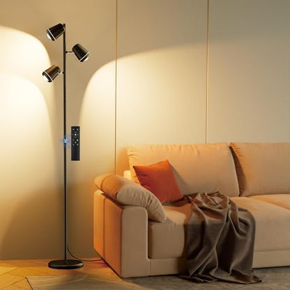 SIBRILLE 36W LED Tree Floor Lamp with Remote for Living Room Bedroom - color: Deep Black
