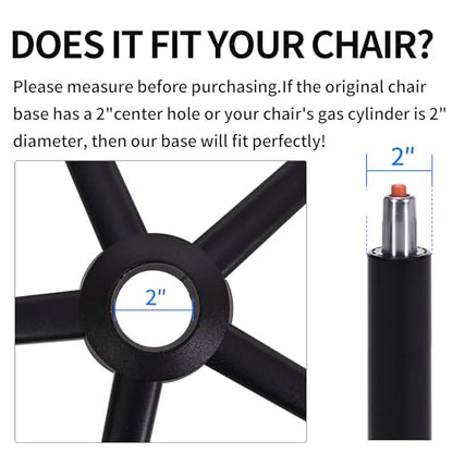 Office Gaming Chair Metal Base Replacement Part with 5 Wheels 5 Bell Glides - color: Black
