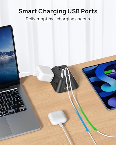 TROND Desk Clamp Power Strip, Surge Protector with 5 AC Outlets, for Home Office Desk Accessories, Black