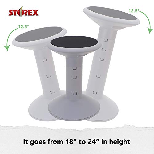 Storex Active Tilt Stool – Ergonomic Seating for Flexible Office Space and Standing Desks, Adjustable 12-24 Inch Height, Gray (00322U01C) - color: Grey, style: 24-inch