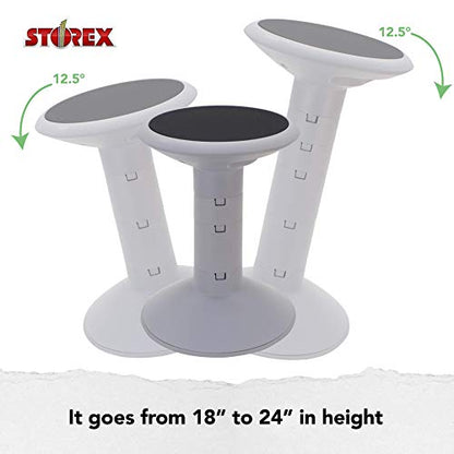 Storex Active Tilt Stool – Ergonomic Seating for Flexible Office Space and Standing Desks, Adjustable 12-24 Inch Height, Gray (00322U01C) - color: Grey, style: 24-inch