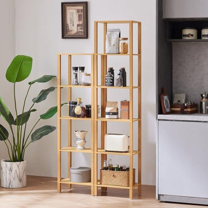 YUFAM 6 Tier Tall Skinny Bookshelf, Narrow Bookcase, Wooden Shelf, Natural - color: Natural, size: 6-Tier