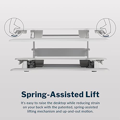 Vari Varidesk Pro Plus 36 Standing Desk Converter – 11 Height Settings + Spring Lift, 2 Tier Design, Keyboard Tray, Fits Desktops 36” Wide x 26.5" Deep – Delivers Fully Assembled (White) - color: White