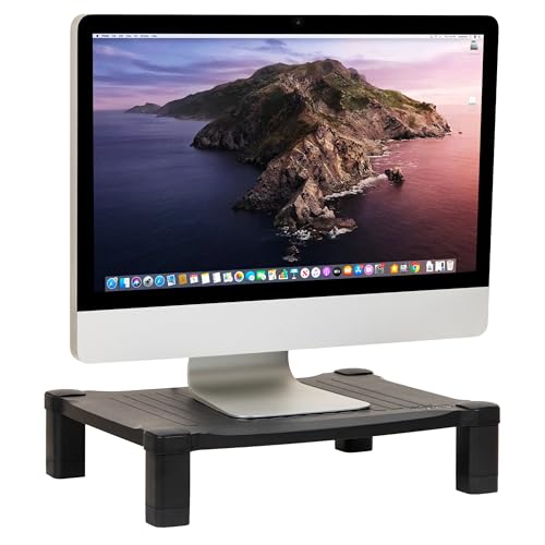 Mind Reader Monitor Stand, Height Adjustable, Desktop Organizer, Laptop Riser, Office, 17.25"L x 13.25"W x 4"H, Black - style: Monitor Stand