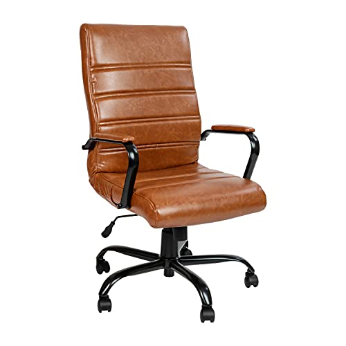 Flash Furniture LeatherSoft Executive Office Chair, Brown/Black | 360° Swivel, Height Adjustable, Commercial Grade - color: Brown Leathersoft/Black Frame