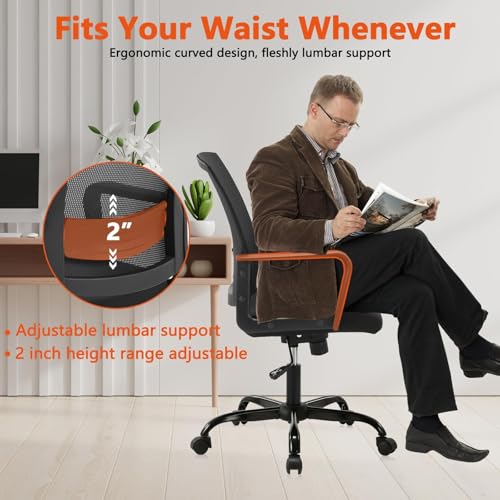CLATINA Ergonomic Rolling Mesh Desk Chair with Executive Lumbar Support and Adjustable Swivel Design for Home Office Computer Black 10 Pack - size: 10 Pack