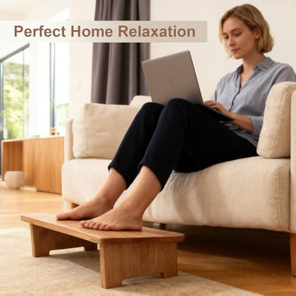 Solid Wood Under Desk Footrest Foot Rest for Under DEST at Work Ergonomic Foot Stool Improves Posture and Circulation, Chair Footrest for Leg Rests 350lbs Capacity for Home Office