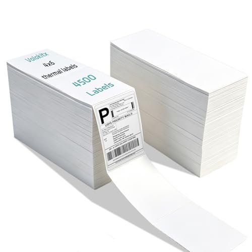 4500 Pcs 4"x6" Thermal Shipping Labels Fanfold, 2 Stacks of 2250