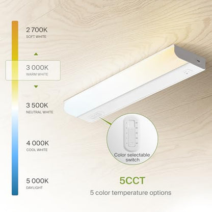 ASD LED Under Cabinet Lighting Hardwired, 18 Inch 10W 2700K-5000K Selectable, 807LM, CRI90+, Direct Wire Linkable Under Counter Lights for Kitchen, Dimmable Under Cabinet Lights, White, UL Certified - color: 18 Inch White, size: 1 Pack