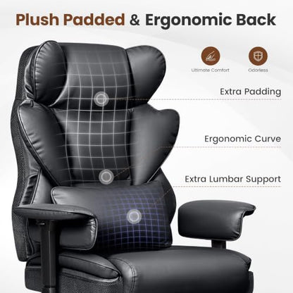 BESTFAIR Big & Tall Ergonomic Office Chair with Footrest & High Back, Black