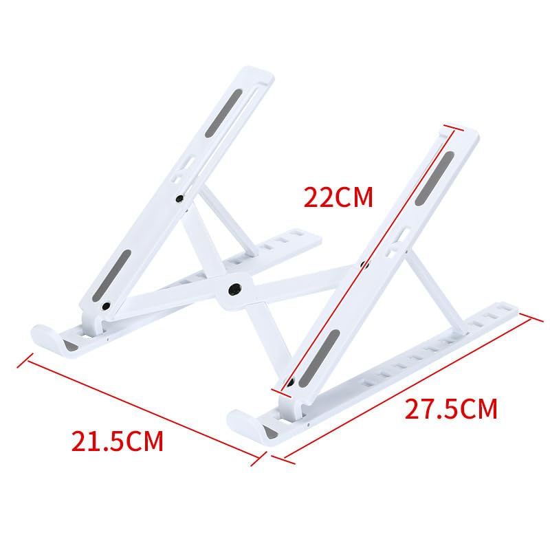 Laptop Stand for Desk, Adjustable Foldable Portable Laptop Riser, ABS+Silicone Ventilated Cooling Notebook Holder for 10-17.3” Laptops & Tablets (White) - color: White