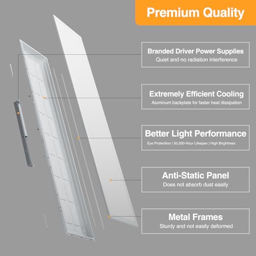 1x4 LED Flat Panel Light,Selectable 5CCT,0-10V Dimmable,5200LM,4Pack - size: 1x4FT-4pack