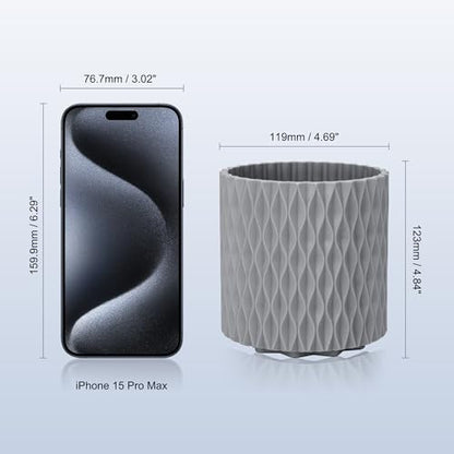 Pencil Holder - 360° Rotation, 5 Slot Desk Supplies For Women Office Aesthetic. Pencil Holder For Office&School, Desk Accessories(Grey) - color: grey