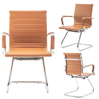 HNY 10-Pack PU Leather Office Guest Chairs - color: Cognac, size: 10 PCS
