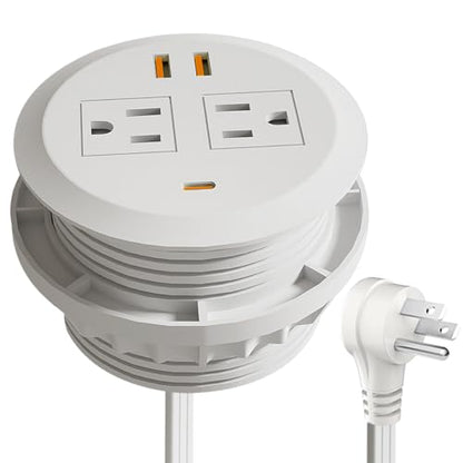 3-inch Desktop Power Grommet,GaN 65W PD USB-C,6.3ft Cord,White - size: White,6.26 ft