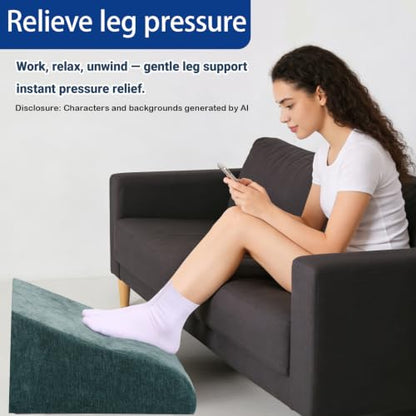 Foot Rest for Under Desk at Work, Ergonomic Under Desk Footrest with Washable Cover for Office, Home & Gaming Leg Elevation Pillow Green - color: H-green