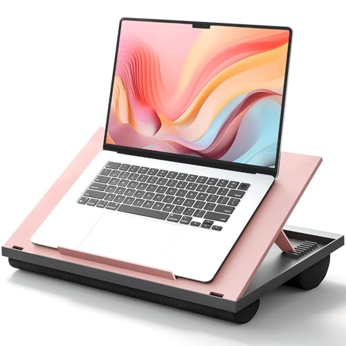 HUANUO Lap Desk with 8 Adjustable Angles – Up to 15.6" Laptop, Pink - color: Pink