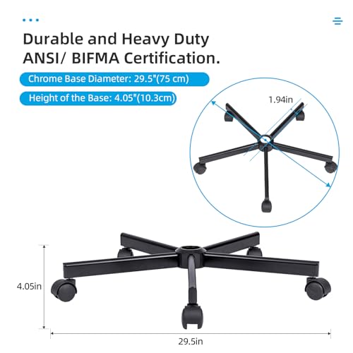 XSZD Criss Cross Home Office Swivel Chair Base – Durable, Steady and Easy Installation – Perfect for Criss Cross and Cross Legged Chairs with Replacement Casters (Black,Base+Wheel) - color: Black
