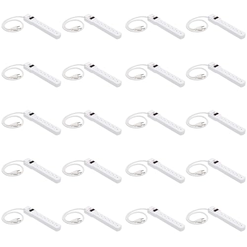 Amazon Basics 6-Outlet Surge Protector Power Strip with 200J Protection, Circuit Breaker, 2ft Extension Cord, White, 20-Pack - color: White, size: 20 Pack, style: 200 Joule