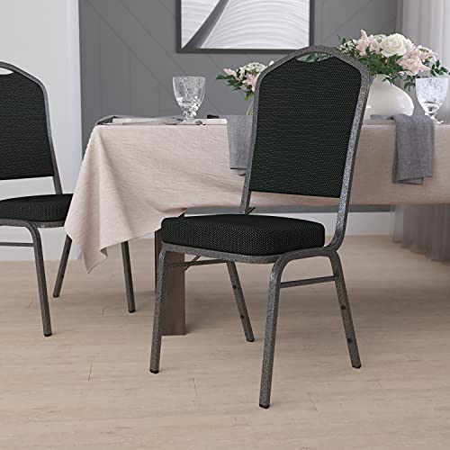 Flash Furniture Hercules Fabric Crown Back Stackable Banquet Chair, Silver | Silver Vein Frame, Fabric Upholstery - color: Black Dot Patterned Fabric/Silver Vein Frame, size: Set of 1