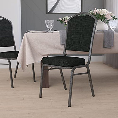 Flash Furniture Hercules Fabric Crown Back Stackable Banquet Chair, Silver | Silver Vein Frame, Fabric Upholstery - color: Black Dot Patterned Fabric/Silver Vein Frame, size: Set of 1