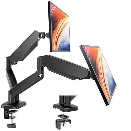 DUMOS Dual Monitor Mount for Desk, Gas Spring Monitor Arm for 2 Monitors Max 32 Inches, Fully Adjustable Double VESA Mount with C-Clamp/Grommet Base, Holds Screen 17.6 lbs - size: 1PCS