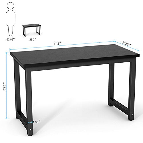 Tribesigns Computer Desk, 47 inch Modern Simple Office Desk Computer Table Study Writing Desk for Home Office, Black - color: Black, size: 47*23.6 inch