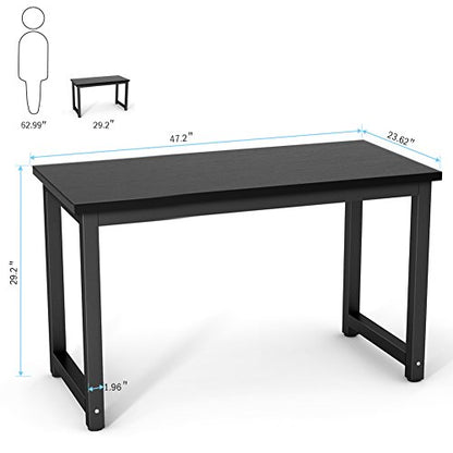 Tribesigns Computer Desk, 47 inch Modern Simple Office Desk Computer Table Study Writing Desk for Home Office, Black - color: Black, size: 47*23.6 inch