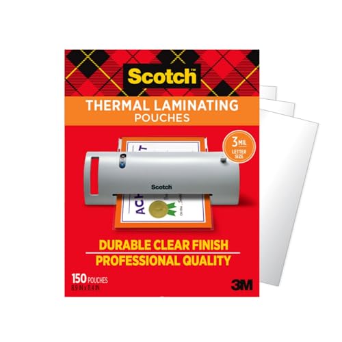 Scotch Thermal Laminating Pouches, Clear | Fits Letter Sized (8.9 in. × 11.4 in.) Paper, 150 Pouches - size: 150-Pack