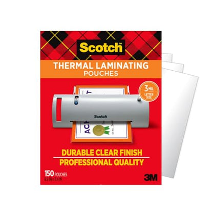 Scotch Thermal Laminating Pouches, Clear | Fits Letter Sized (8.9 in. × 11.4 in.) Paper, 150 Pouches - size: 150-Pack