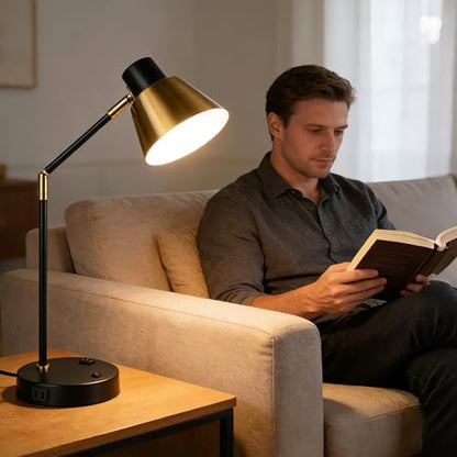 Modern Desk Lamp with USB & AC Outlet,270° Swivel (Bulb Not Included) - style: Modern 2