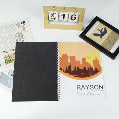 RAYSON 8.5" x 11" Black Leather Texture Binding Covers, 12 Mil Thick, 230gsm Paper, Un-Punched, Letter Size, 100 Pack